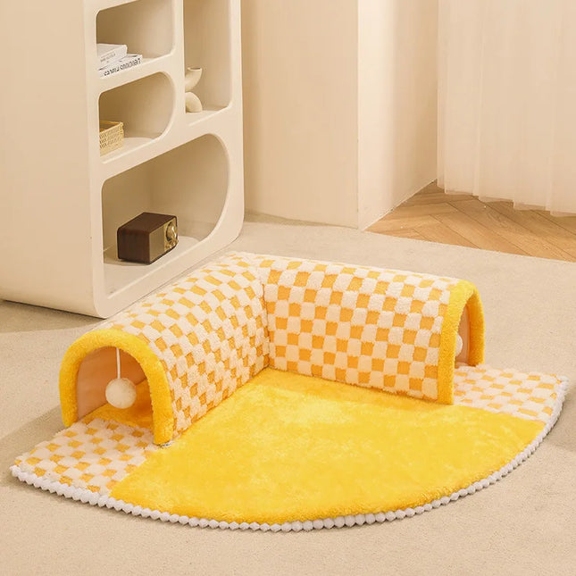Nido de túnel para gatos: cama para gatos cálida, cerrada y lavable para el invierno