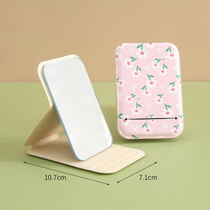 Espejo de maquillaje plegable con forma de flor, espejo de bolsillo portátil, espejo de maquillaje rectangular para mujer, espejo de tocador de mano