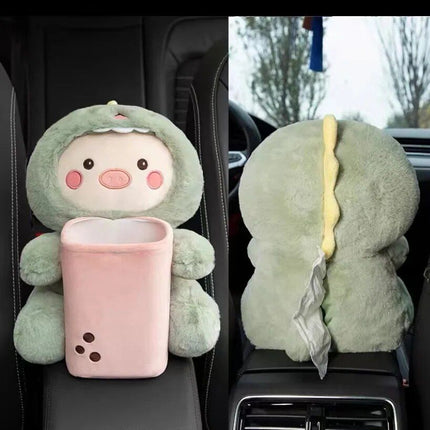 Plush Cartoon Car Tissue Holder & Armrest Organizer - Wnkrs