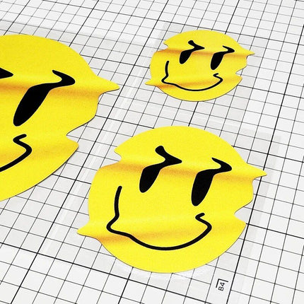 Reflective Twisted Smiley Waterproof Decals for Vehicles and Gadgets - Wnkrs