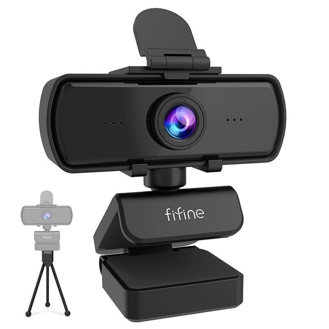 Webcam Full HD 1440p avec microphone et trépied pour ordinateur de bureau et portable