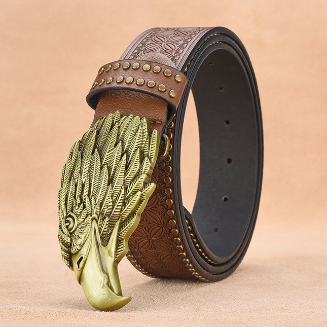 Ceinture en cuir gaufré style western vintage pour homme