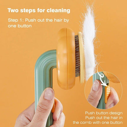 Pumpkin Cat & Dog Grooming Brush – Self-Cleaning, Tangle-Free Pet Hair Remover Comb - Wnkrs