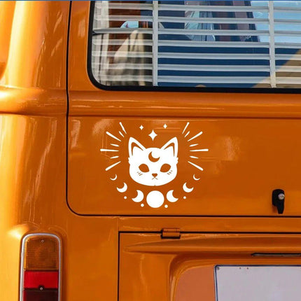 Cute Cat Moon Phase Car Sticker - Wnkrs