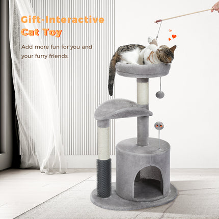 Arbre à chat avec brosse autonettoyante et griffoir pour chatons et chats actifs