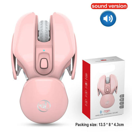 2.4G Wireless Rechargeable 4D Pink Mouse with Aluminum Alloy Shell, 1600dpi Adjustable for Office and Gaming