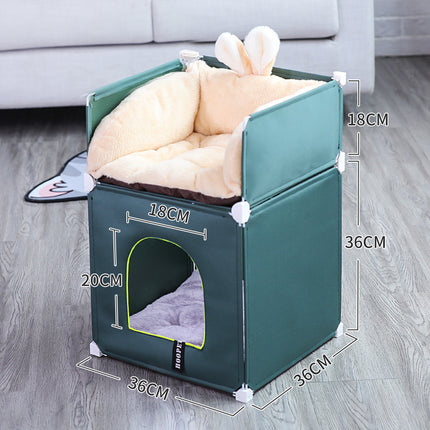 Lit amovible de luxe pour animaux de compagnie et maison double pour chat