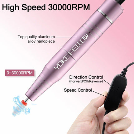 High-Speed Electric Nail Drill Machine with Ceramic Bits - Wnkrs