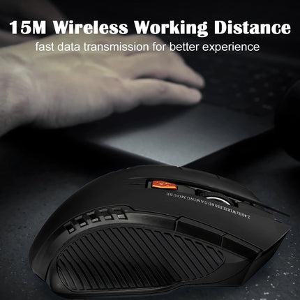 2.4GHz Wireless Gaming Mouse - 2000 DPI Optical Mouse with USB Receiver