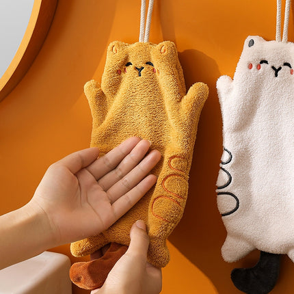 Serviette à main suspendue en microfibre à motif de chat mignon - Séchage rapide et douce pour les enfants