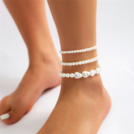 Bracelet de cheville multicouches en perles style bohème chic - Bijou de pied de plage d'été pour femme