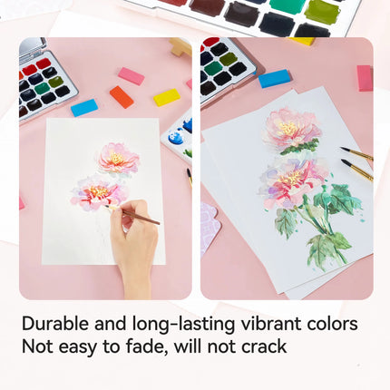 Ensemble de 24 aquarelles - Fournitures artistiques non toxiques pour adultes