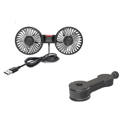 Dual Head USB Car Fan with 360° Rotation for 12V/24V Vehicles - Wnkrs