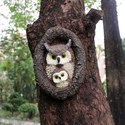 Ornement en résine à suspendre en forme de hibou mignon pour le jardin