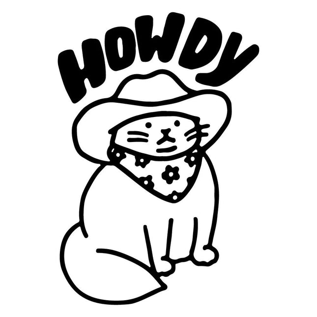 Howdy Cat Cartoon Vinyl Decal - Wnkrs