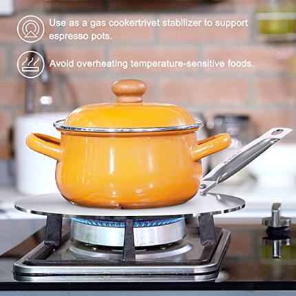 Heat Diffuser Simmer Ring Plate, Stainless Steel With Stainless Handle, Induction Adapter Plate For Gas Stove Glass Cooktop Converter, Flame Guard Induction Hob Pans, 7.5Inch & 8Inch & 9.25 Inch - Wnkrs