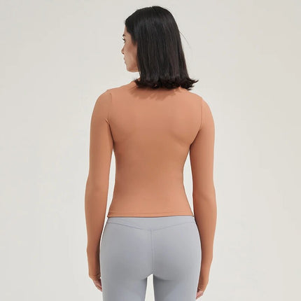 Women's Long Sleeve Yoga & Fitness Top – Breathable, Elastic Nylon Sportswear