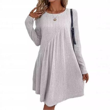 Women's Irregular Sanding Sunken Stripe Dress