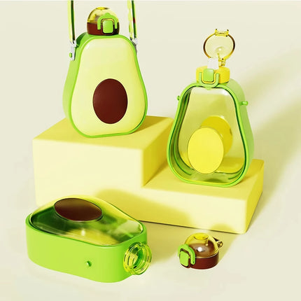 600ml Avocado Kids Water Bottle with Straw