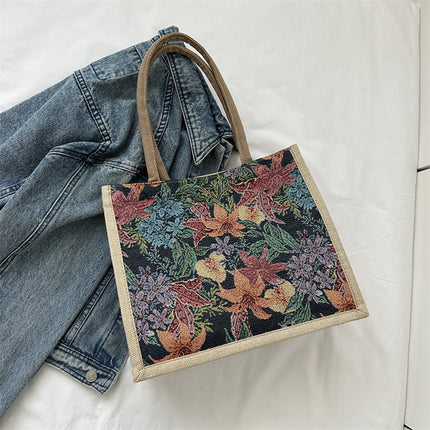 Bolso de mano vintage con botones de lino