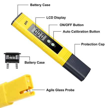 PH Meter 0.01 PH Battery Powder High Precision Water Quality EC Tester 0-14 PH Measurement Range For Aquarium Swimming Pool Digital Electric PH Meter LCD Tester Pocket Hydroponics Aquarium Water Test - Wnkrs