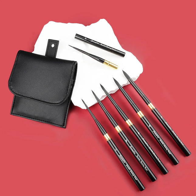 Ensemble de 6 pinceaux aquarelle portables avec sac à pinceaux en PU