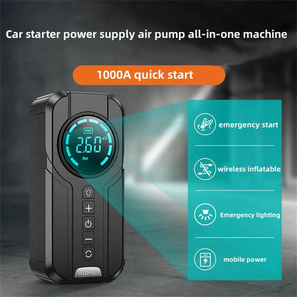 Multi-Function Portable Car Jump Starter with Air Compressor, Power Bank, and Emergency Light - Wnkrs