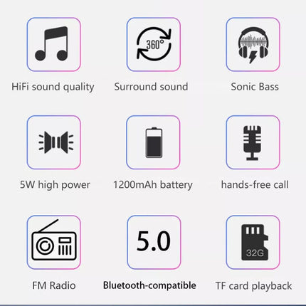 Portable Super Bass Bluetooth Speakers with FM Radio and Aux - Wnkrs