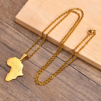 Gold Color African Map Pendant Necklace - Wnkrs