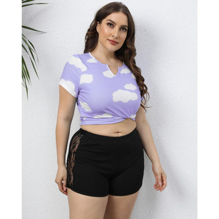 Crop T-Shirt with Clouds for Women - Wnkrs