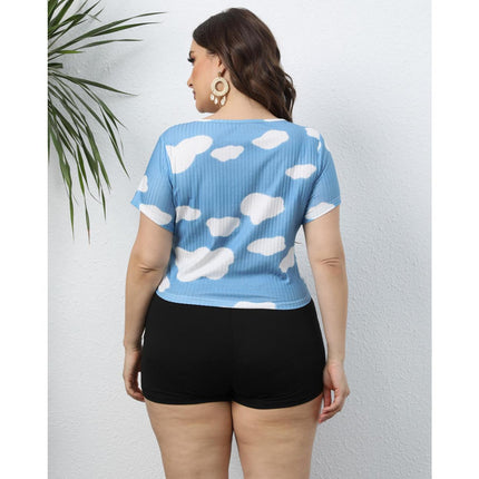 Crop T-Shirt with Clouds for Women - Wnkrs