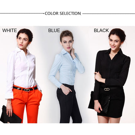 Women's Solid Color Turn-Down Collar Blouse - Wnkrs