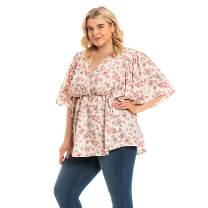 Loose Printed Short Sleeve Top - Wnkrs