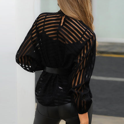 Women's Long Sleeved Striped Blouse - Wnkrs