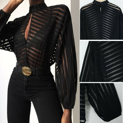 Women's Long Sleeved Striped Blouse - Wnkrs