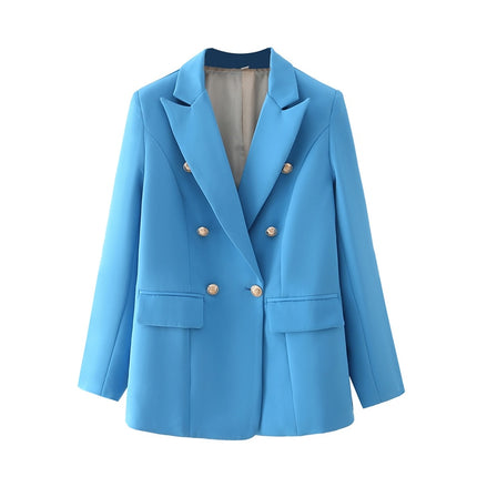 Women's Sky Blue Double Breasted Blazer - Wnkrs