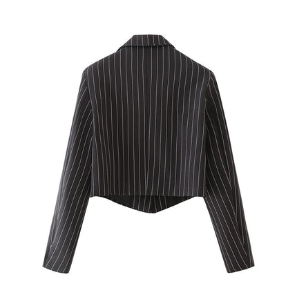 Women's Casual Striped Single Button Short Blazer - Wnkrs