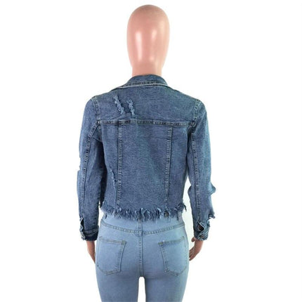 Women's Ripped Denim Jacket - Wnkrs