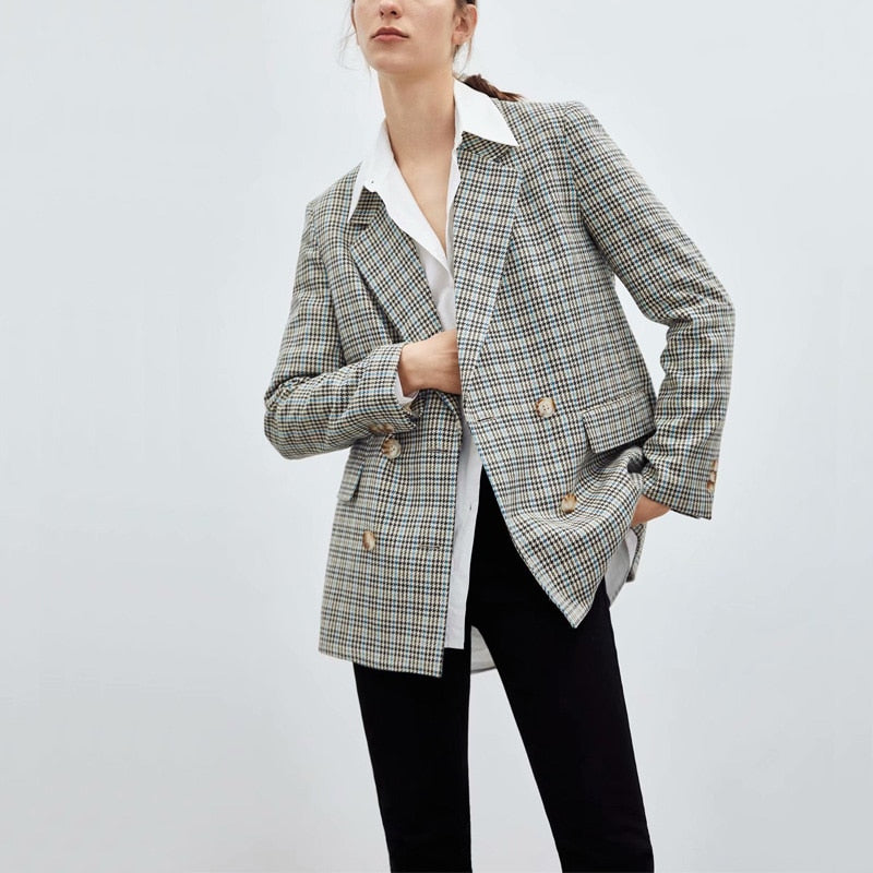 Women's Plaid Patterned Blazer