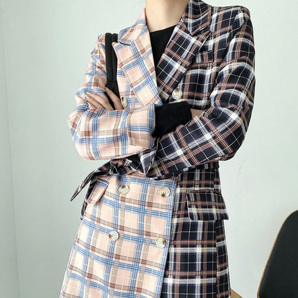 Women's Casual Double Plaid Printed Blazer - Wnkrs