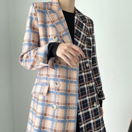 Women's Casual Double Plaid Printed Blazer - Wnkrs