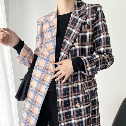 Women's Casual Double Plaid Printed Blazer - Wnkrs