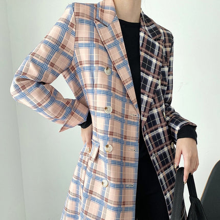 Women's Casual Double Plaid Printed Blazer - Wnkrs