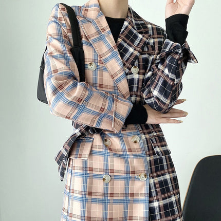 Women's Casual Double Plaid Printed Blazer - Wnkrs