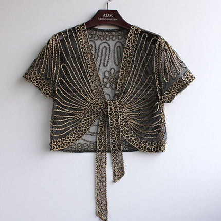 Vintage Handmade Transparent Embroidered Women's Bolero - Wnkrs