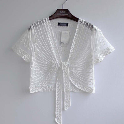 Vintage Handmade Transparent Embroidered Women's Bolero - Wnkrs