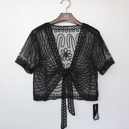 Vintage Handmade Transparent Embroidered Women's Bolero - Wnkrs