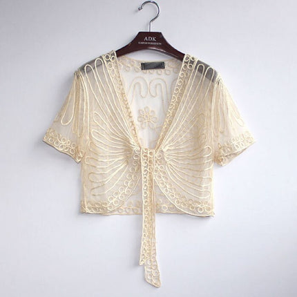 Vintage Handmade Transparent Embroidered Women's Bolero - Wnkrs