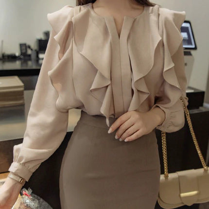 Women's Long Sleeved Basic Office Blouse - Wnkrs