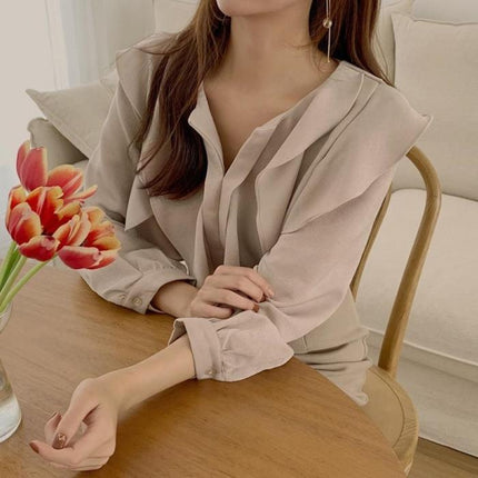 Women's Long Sleeved Basic Office Blouse - Wnkrs